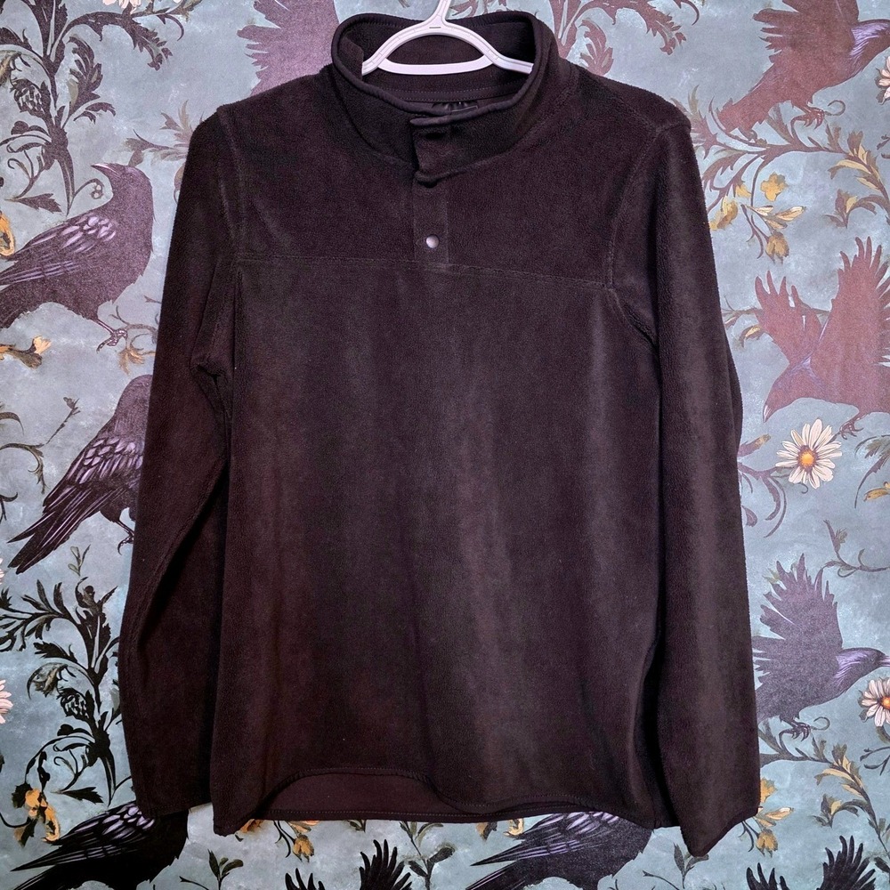 32 Degrees Heat Fleece Pullover Mock Neck Snap Espresso Thermal Winter Cozy